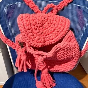 Handmade Pink Knitted Backpack